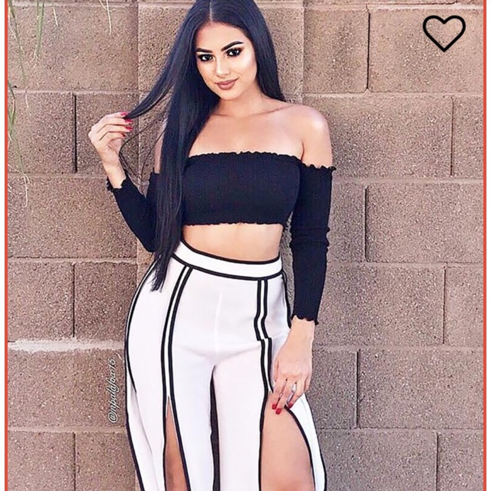 Fashion Nova Lettuce Edge Bandeau with Sleeves